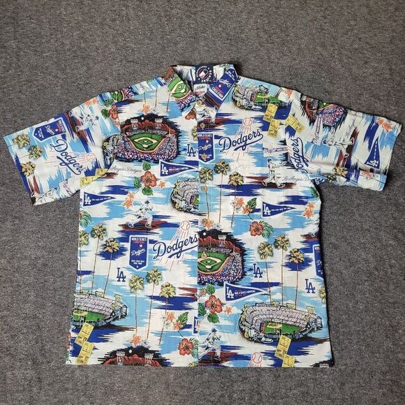 Los Angeles Aloha Dodgers Shirt Mens Sz L Reyn Spooner MLB Hawaiian Baseball New